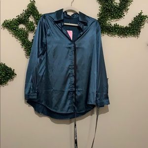 Blue Satin Blouse